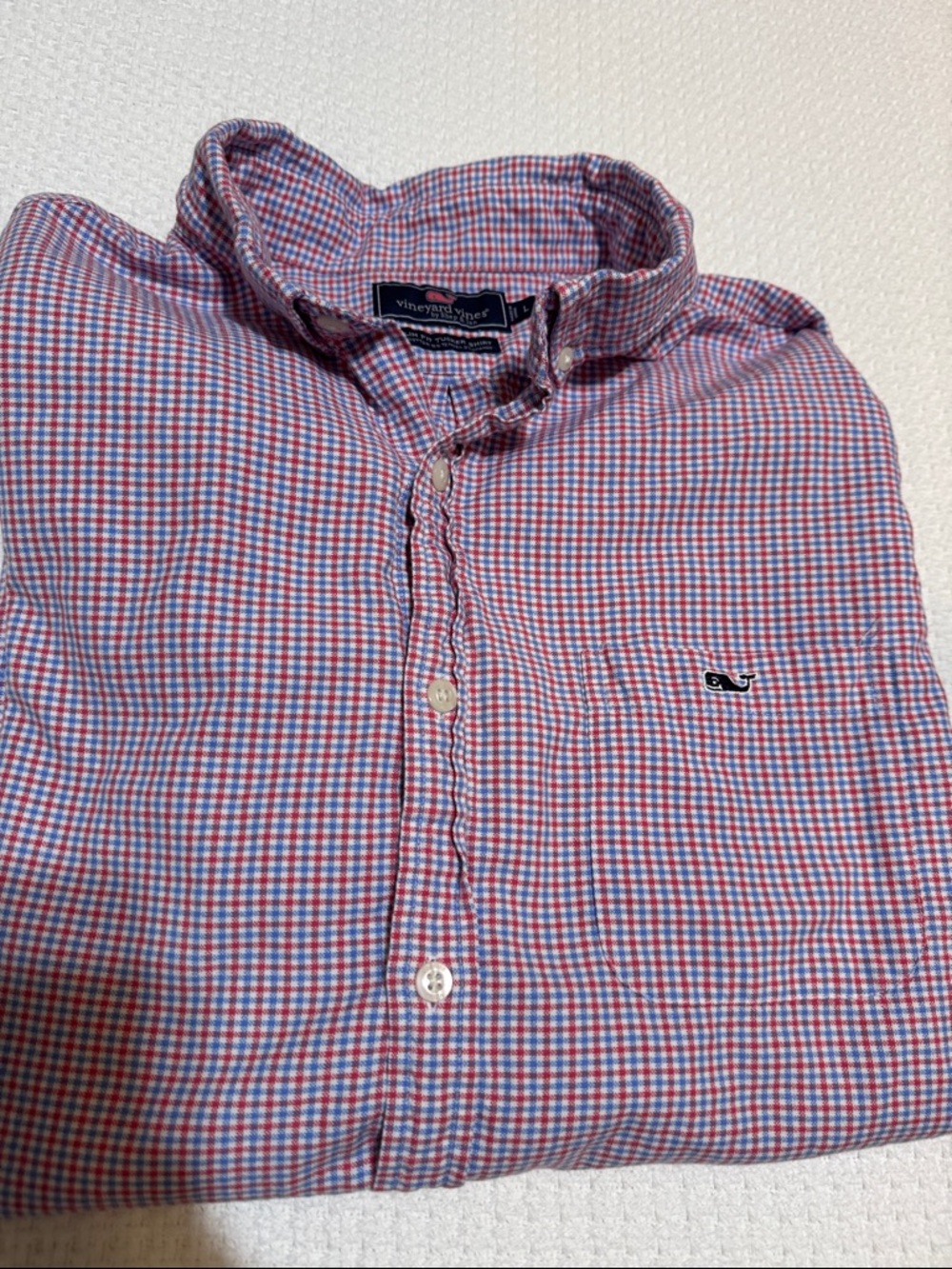 Vineyard Vines Red and Blue Micro-Check Button-Down Shirt